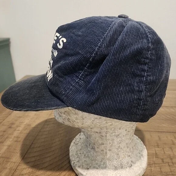 EDDIE'S Restaurant Corduroy Hat Cap Blue Snapback Mens Made In USA Mansfield PA